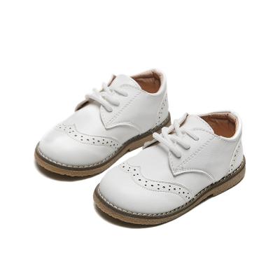 China Light Spring Lace Up Soft Leather School Shoes Sole Kids Shoes White Stylish Shoes for sale