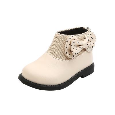 China Girls Martin deodorization rejects the warmth of new winter children's and leather boots elegant children's bow tie plush princess cotton boots for sale