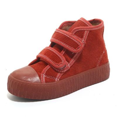 China CUSHIONING fashion hook and loop corduroy soft-soled children's soft-soled canvas shoes all-match school boy and girl autumn high-top casual boots for sale