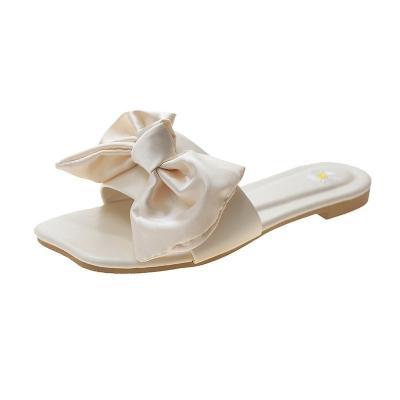 China CUSHIONING New Design Bow Silk Large Summer Cool Flat Non-slip Sandals, One Centimeter Higher for sale