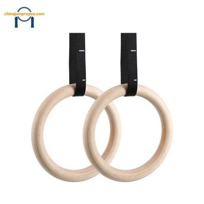 China Wood+Nylon Customized Wood Gymnastic Ring With Nylon Straps for sale