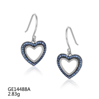 China Elegant SET14488A Grace Nano Gem Navy Blue Heart Bracelet Necklace Earring & Pendant Set for sale