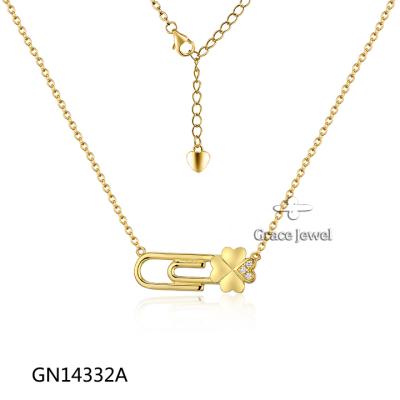 China Elegant GN14332A Grace Thin Dainty Gold Chain Paper Clip Necklace for sale