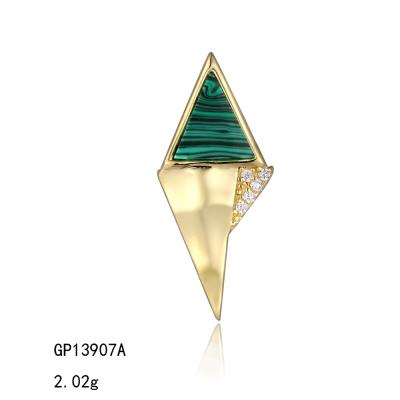 China GP13907A Elegant Grace 14K Gold Plated Real Silver Malachite Pendant Charm for sale