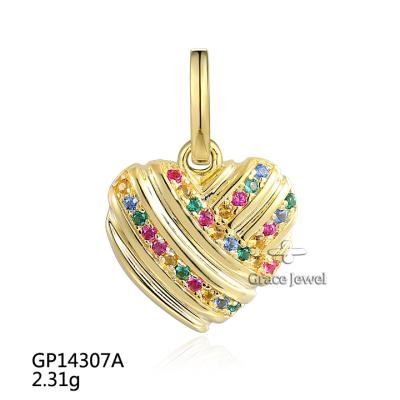 China Elegant GP14307A Grace Rhinestone Silver Metal Heart Charm Pendant for sale