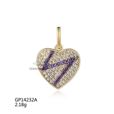 China GP14232A Elegant Grace 14K Gold Plated Heart Pendant Charm for sale