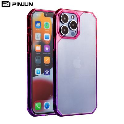 China Shockproof for iPhone 13 12 11 pro mini X/XS max Xr 7/8 cases slim hard clear transparent acrylic shockproof TPU gradient color phone cases for sale