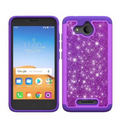 China Bling Glitter Bling Glitter PU Skin Sparkle Hybrid Hard Phone Case For Alcatel Tetra 5041 2 in 1 Back Cover for sale