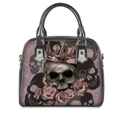 China Normcore/Latest Arrival Fashion Minimalist Handbags Printed Rose Skull Pattern Tote Handbags For Women Ladies Shoulder Bag Women Bag Handbags for sale