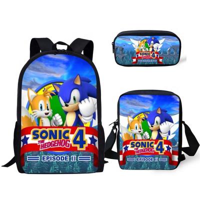 China 3D Design Kids Cartoon Bagpack School Bag Waterproof Custom Cute Sonic The Hedgehog Pattern School Bag Sets For Boys for sale