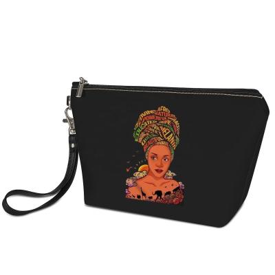 China Durable Afro African Girl Printing Cosmetic Travel Toiletry Bag Female Bolsa Zipper Lock Bag Makeup Pouch Custom for sale