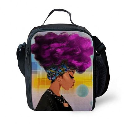 China 2020 African Black Picnic Girls Printed Shoulder Small MOQ Insulated Bag Hot Sale Wholesale Fashion Insulated Foil Lunch Cooler Bags for sale