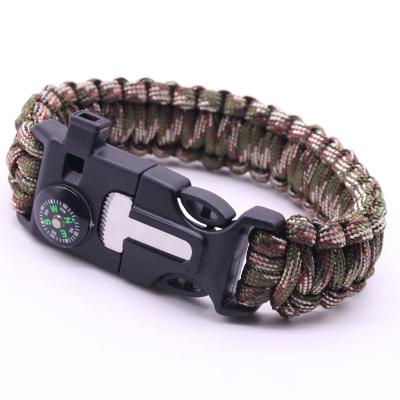 China Fashionable Outdoor Camping Emergency 550 Survival Cheap Custom Military Gear Weaves Bracelet Thin Wrist Flint Fire Starters for sale