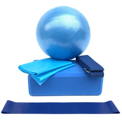 China Wholesale new design pvc multi function pilates yoga ball bricks stretch band five piece fitness set yoga for sale