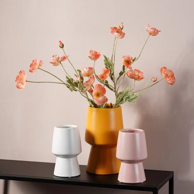 China Ceramic Home Furnishings Hall Decoration Dry Flower Nordic Europe Single Color Morandi Vase Display Arrangement for sale