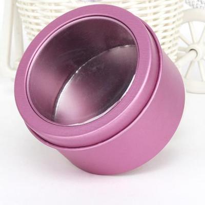 China Canned Food Or Herb Candy / Small Tin Box Metal Round Colorful Wedding Sweet Candy Cans Tea Container Clear Lid for sale