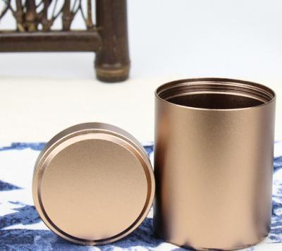 China Food Packaging Like Tea and Coffee Cylinder 45*65mm Mini Round Titanium Alloy Gift Tin Airtight Box For Tea With Custom Printing for sale