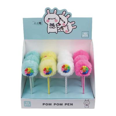 China Pen Lovely POM POM Flower Promotional Ballpoint Pen for sale