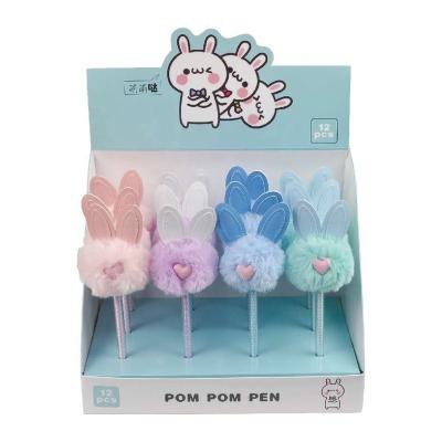 China Promotional Pen Promotion Gift Cute POM POM Rabbit Ball Pen for sale