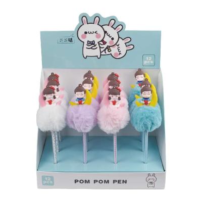 China Promotional Pen Fancy Gift POM POM School Kids Back To School Ball Pen for sale