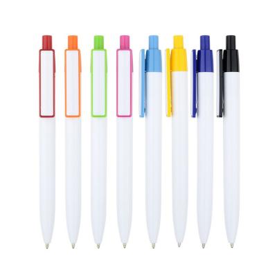 China Promotional White Colored Barrel Clip Single Pen Promotional Ballpoint Pen With Printing Logo Condemnation for sale