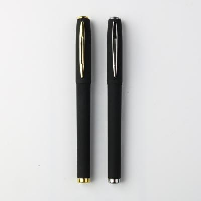 China Normal high quality rubber coated black plastic gel ink pen, company logo printing gel pen for sale