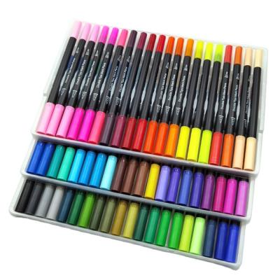 China Drawing 60 Colors Dual Tip Brush and Tip Pen Set, Non-Toxic Odorless Fineliner Art Markers for sale