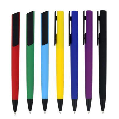 China Promotional pen rubberized plastic logo hot sale promotional ball pen for sale