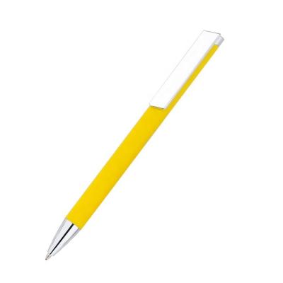 China Promotional Pen Yellow Rubberized Soft Feel Metal For Engraving Logo Ballpoint Pen for sale