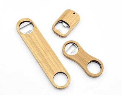 China Different Types Of Sustainable Custom Logo Bottle Opener Bamboo For Beer And Drinks Promotions for sale