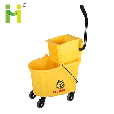 China Large New Durable Industrial 36L 9.5 Gallon Cart Broom Bucket Sustainable With Wringer And Wheels for sale