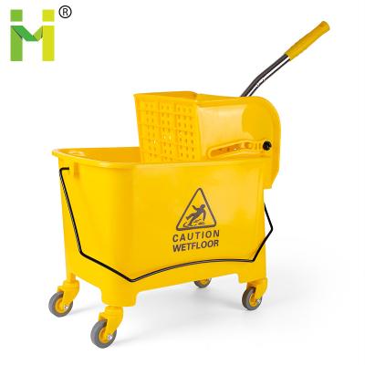 China 20 Liter Plastic Broom & Wringer Bucket Set Sustainable Broom Trolley With Wheels for sale