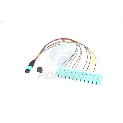 China Monomode- 0.9mm lc MPO zu Sc Mtp Faser 12 des Fanout-Kabel-0.5m zu verkaufen