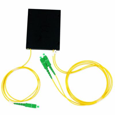 China Splice Pigtailed 1X2 Fiber Optic Splitter ABS Module PLC Fiber Splitter 2.0mm Sc APC Singlemode for sale