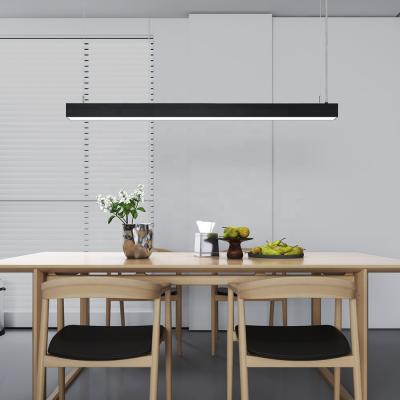 China Modern LED Linear Light Aluminum Modern Desk Lighting 4ft 25W Indoor Hanging Suspended Through Led Linear Pendant Light for sale