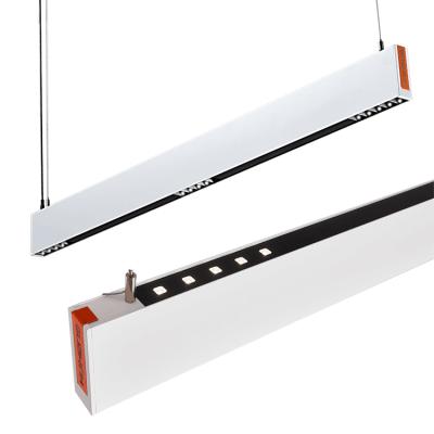 China Modern Linear Light Aluminum Desk LED Lighting 4ft 25W Indoor Hanging Suspended Through Led Linear Pendant Light for sale