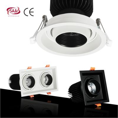 China Hotel RGBW Replacement 1w 18w 230v Black Square Motion Sensor Glass Spring Recessed Light Adjustable LED Downlight for sale