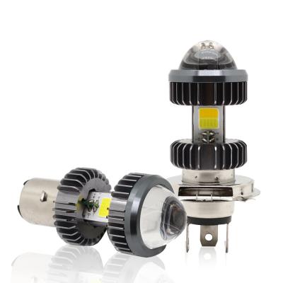 China Motorcycle Led Headlight Bulb Projector H4 BA20D Dual Color 20W  Mini Fog Driving Lights Bulbs for sale