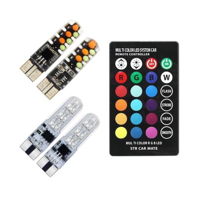 China Brightness New type car Interior led light bulb T10 5050 6SMD RGB color With RGB With Remote strobe flashing lights à venda