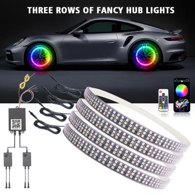 China RGB SMD 5050 LED Strip IP67 resistente à água LED carro roda Hub Luz de cor RGB rodas LED luzes para jantes de carro com App Control à venda