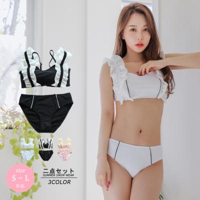 China Japanese Ruffle-Strap Breathable Popular Bikini Design Girl Beach Wear Cute Swimwear for sale