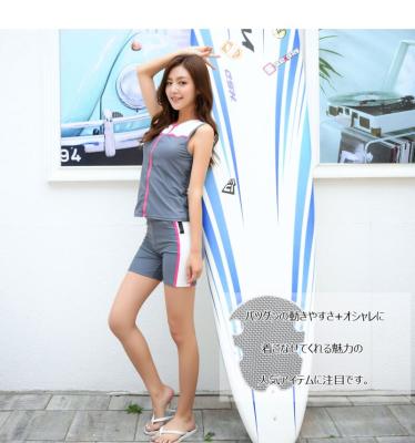 China New Arrival Breathable 2 Pieces Color Swimsuit Women Zipper Connection Swimming Sports Wear Surf Suit for sale