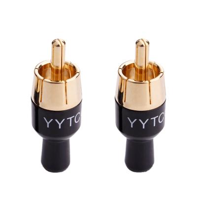 China High Quality Gold Plated RCA Cable Adapter RCA Phono Male Plug Cable Connector RCA Audio Video Connector for sale