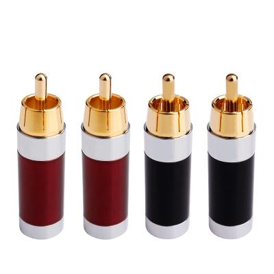 China audio & High Quality Video Connector Gold Copper Clad Metal All Male Audio And Video RCA Knurled for sale