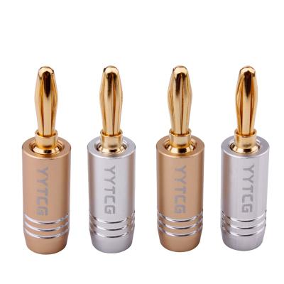 China audio & YYTCG 24K 4mm Speaker Banana Plug Wire Connector Visual Gold Plated Banana Plugs For High Fidelity Audio Musical for sale