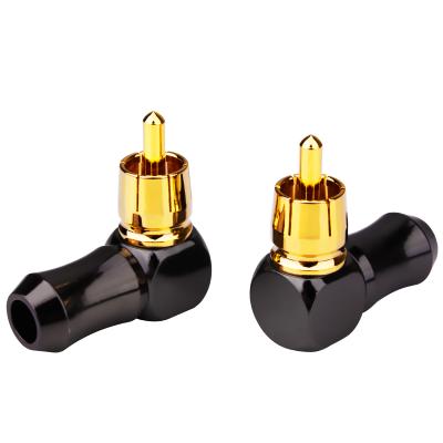 China audio & Solder Connector L Type RCA Video Plug Right Angle Gold Plated Audio Plug for sale