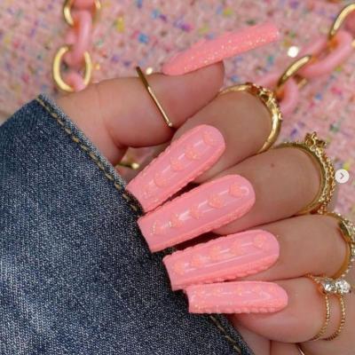 China Easy Apply OEM Design Ballerina Lover Handmade Fake Stick Nails Private Label Acrylic Gel False Nail Forms Artificial Nail Set for sale