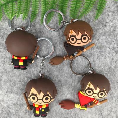 China Three-dimensional Harry s potter key chain Anime plastic character Q version PVC key chain for sale