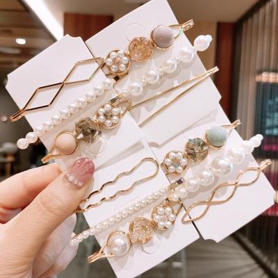 China Fashion z161 Korea Crystal Imitation Pearl Flower Side Bangs Sweet Hair Clip Hair Accessories Girls Hair Clips For Women Hairpin Headband for sale