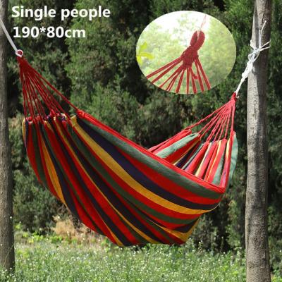 China Outdoor Portable Hammock Outdoor Playground Hammock Garden Sports Home Travel Camping Swing Canvas Stripe Hammock for sale